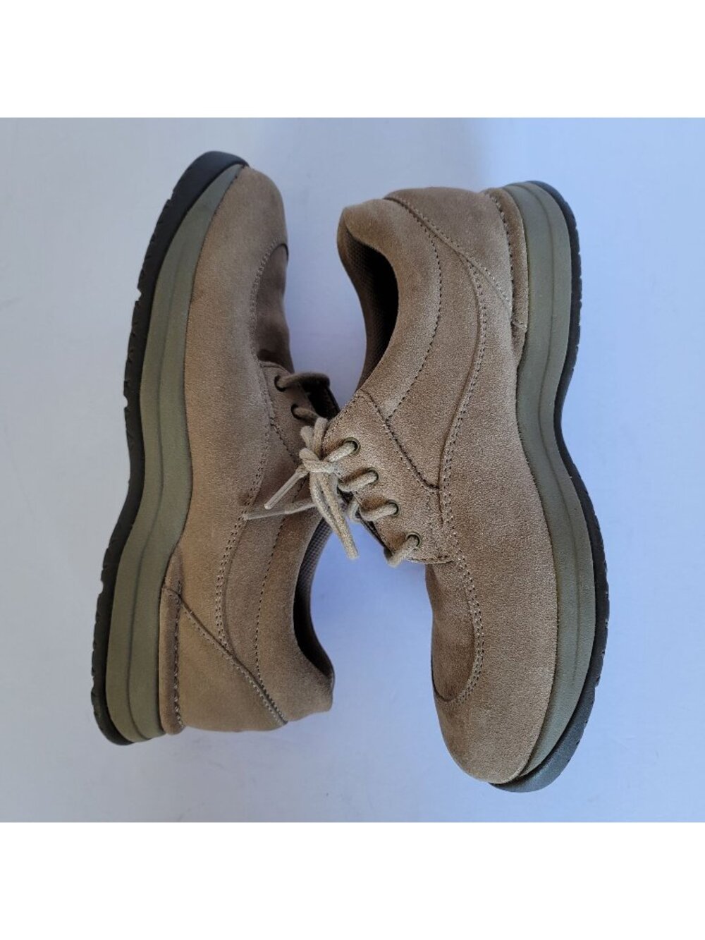 Rockport Women's Taupe Suede Leather Sneakers Lace-Up Walking Comfort Shoes Sz 8
